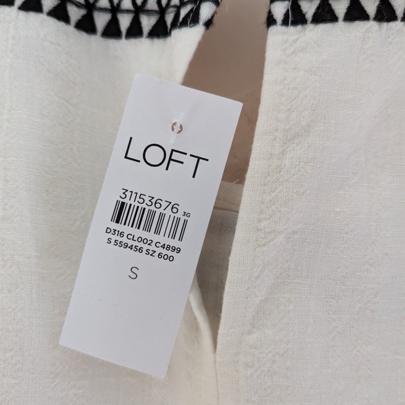 Loft cream off-white loose boho summer cotton dress small sz small NWT - Picture 14 of 16